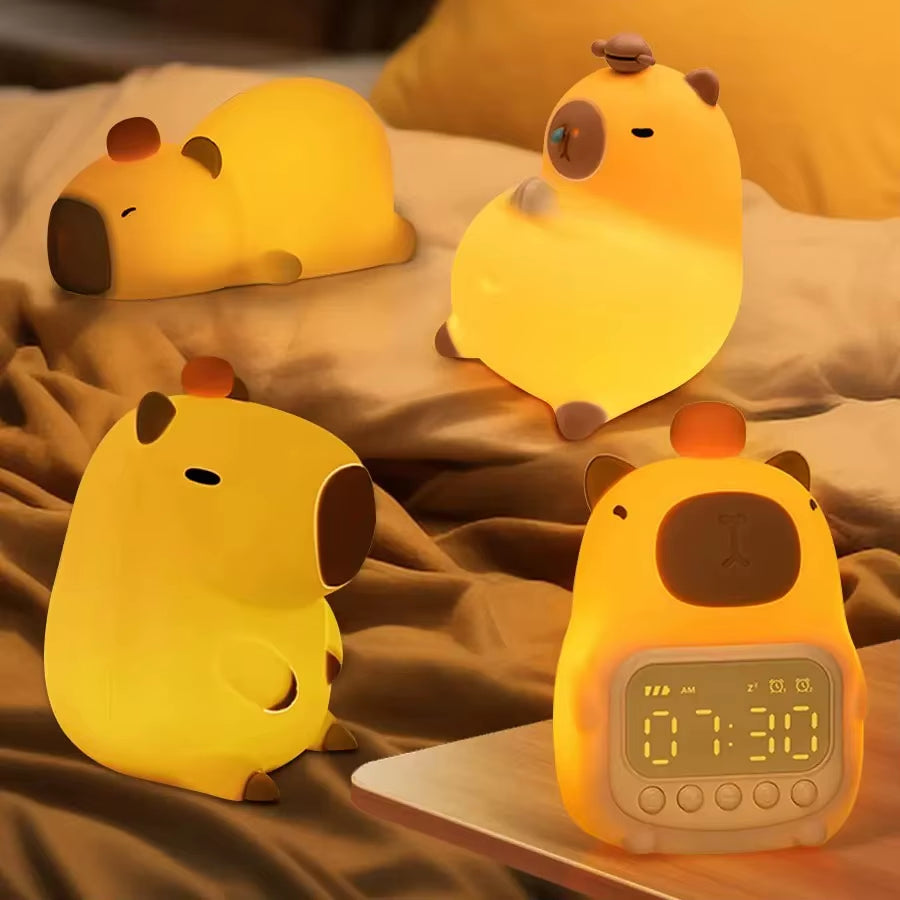 Capybara Night Light - Silicone Nightlight Gift USB Rechargeable Animal Touch Sleep Lamp