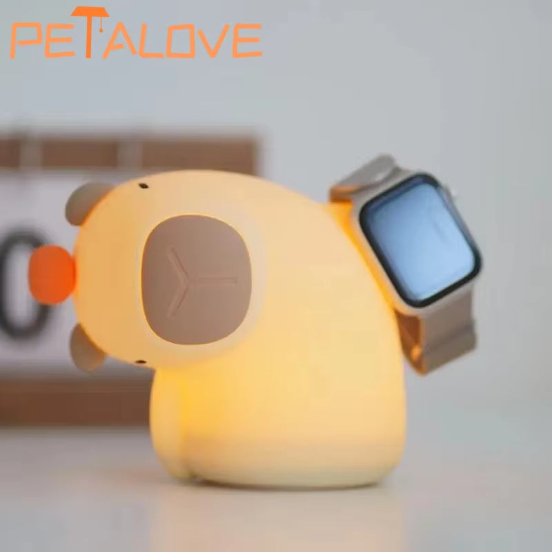 Capybara Night Light - Silicone Nightlight Gift USB Rechargeable Animal Touch Sleep Lamp