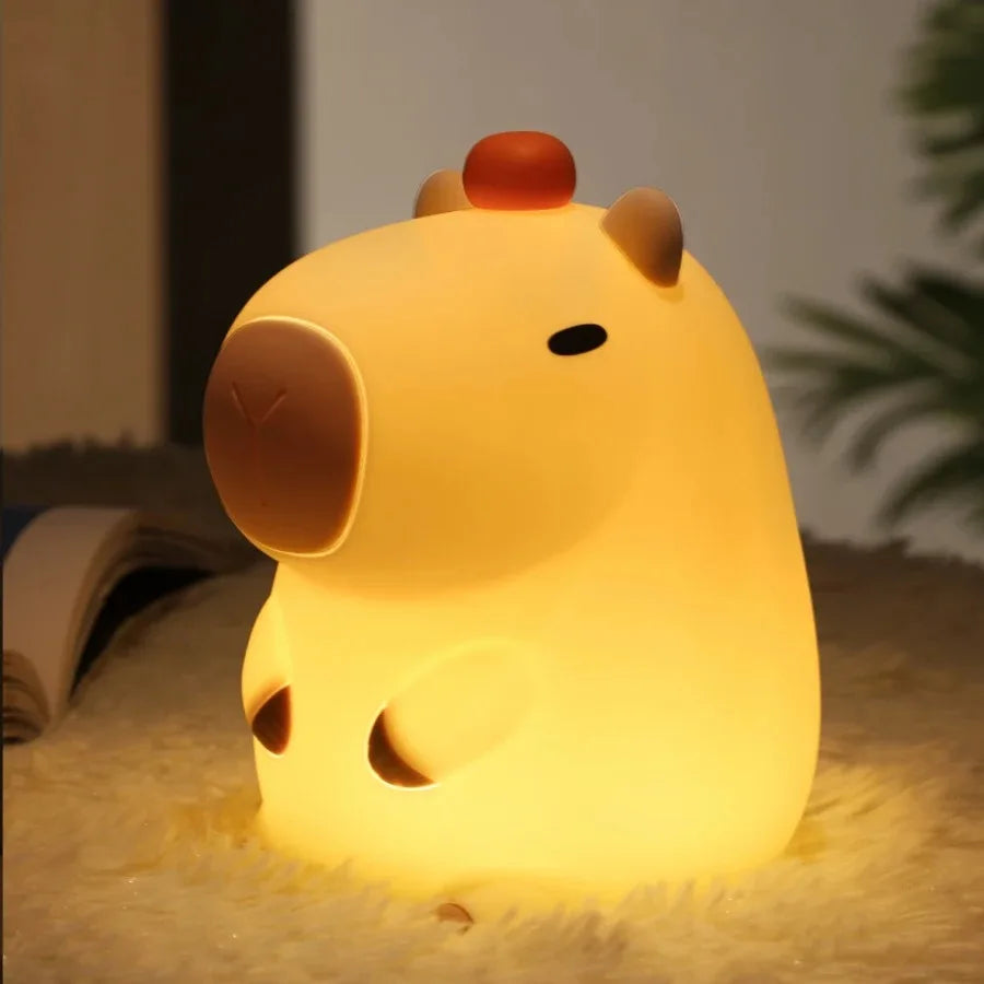 Capybara Night Light - Silicone Nightlight Gift USB Rechargeable Animal Touch Sleep Lamp