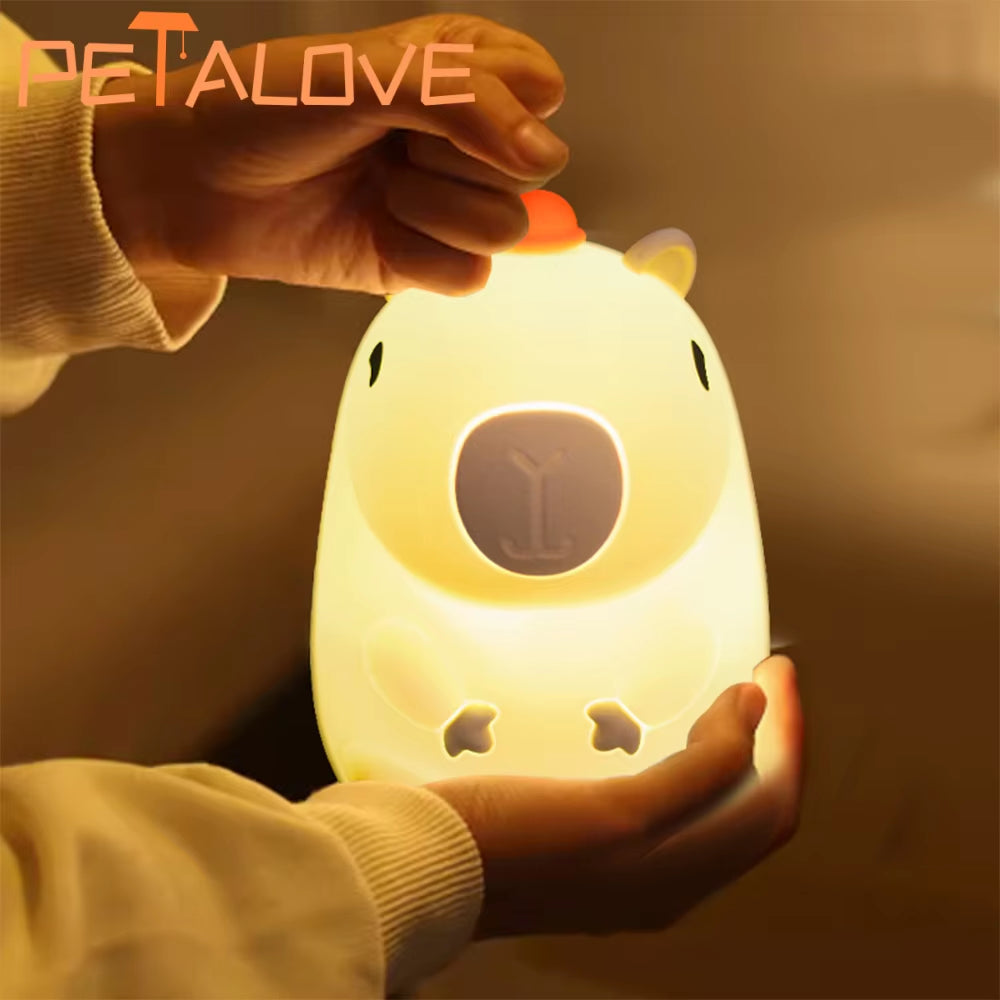 Capybara Night Light - Silicone Nightlight Gift USB Rechargeable Animal Touch Sleep Lamp